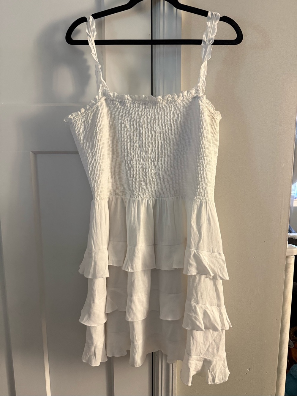 Women’s White Ruffled Smocked Sundress